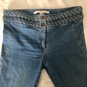 VERONICA BEARD BISCAYNE STRETCH HIGH BRAIDED WAIST SKINNY FLARE BLUE JEANS SZ 2